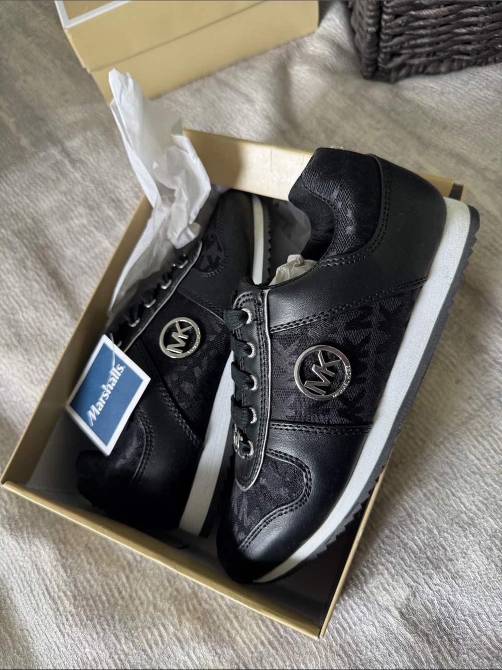 Michael Kors Girls’ Black MK Logo Training Sneakers